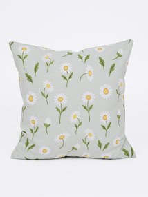 Bavlnená obliečka na vankúš Renforcé 40 × 40 cm - Sedmokrásky sivozelené