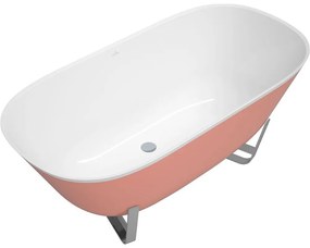 VILLEROY &amp; BOCH Antheus voľne stojaca vaňa z materiálu Quaryl, s nerezovou podnožou, odtok v strede, 1550 x 750 x 632 mm, Colour on Demand, biela alpská, UBQ155ANH7F4BCV-01