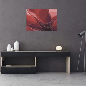 Sklenený obraz - Červená abstraktná kvetina N⁰2 (70x50 cm)