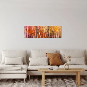 Obraz farebného lesa (s hodinami) (90x30 cm)