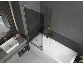 Mexen Next L, 1-krídlová vaňová zástena 70 x 150 cm, 6mm šedé sklo, zlatý matný profil, 895-070-000-03-40-55