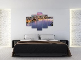 Obraz nočného mesta Bratislavy s riekou (150x105 cm)