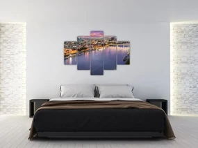 Obraz nočného mesta Bratislavy s riekou (150x105 cm)