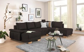 Sedacia súprava Chivas, tvar pravé U, temne hnedá látka