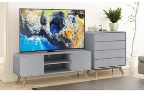 Sivý TV stolík 140x53 cm Caitlin – Støraa