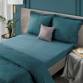 BAVLNENÉ PRESTIERADLO S GUMOU ADELA 220X200X25 CM TMAVOTYRKYSOVÁ