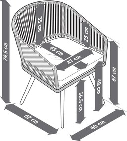 Otočná záhradná stolička s textilným výpletom