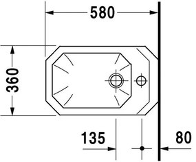 DURAVIT 1930 závesný bidet s otvorom, 360 mm x 580 mm, 0266100000