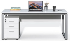 Kancelársky stôl s kontajnerom Houseland Prime Home 02 180 cm biely