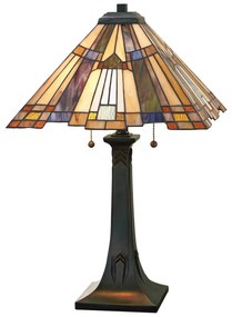 Stolová lampa Inglenook s farebným sklom