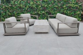 Hliníková sedacia súprava ACADIA sivohnedá s betónovým stolom