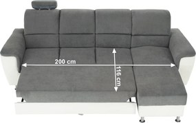 Tempo Kondela Roh malý, ekokoža biela/látka sivá, pravá, SANTIAGO