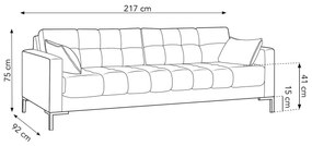 Štvormiestna pohovka mamaia 217 cm zamat svetlosivá MUZZA