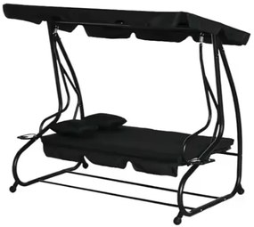 Lean Záhradná hojdačka čierna – 280kg, 4 vankúše