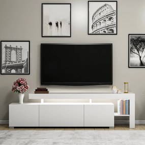 TV stolík Beliz s LED osvetlením biely