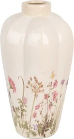 Béžová keramická váza s lúčnymi kvetmi Flowers of Love M - Ø 21*34 cm