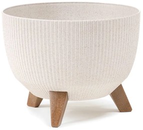 PLASTOVÝ KVETINÁČ ROSA LINEA ECO SADA 2KS 15X24,3 CM+18,3X29,2 CM KRÉMOVÁ