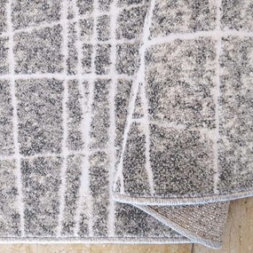 DY Sivý koberec s bielymi linkami Enigma 05 Rozmer: 80x150 cm