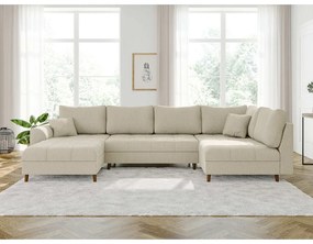 Krémová menčestrová rohová pohovka (ľavý roh/do "U") Ariella – Ropez