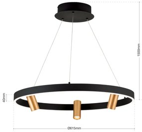 Orion HL 6-1667/3-LED Stmievateľný luster na lanku BERLIN LED/50W/230V čierna/zlatá
