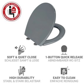 Záchodová doska s automatickým zatváraním 37 x 44,5 cm Ostuni – Wenko