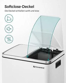 Odpadkový kôš s 2 priehradkami, 2x15 L, vzduchotesný, biely