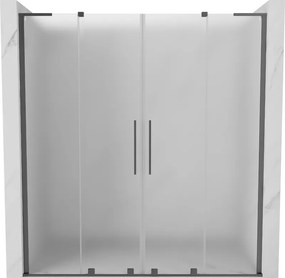 Mexen Velar L Duo, posuvné sprchové dvere do otvoru 170 cm, 8mm sklo námraza, brúsený grafit, 871-170-003-32-95