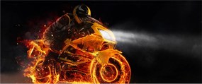 Obraz - Motorkár s plameňmi (120x50 cm)
