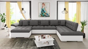 Rohová sedačka s funkciou spania Tony Sale, Dostupné poťahy: ekokoža Soft 017 + Lux 06 + Lux 05, Strana: Ľavá