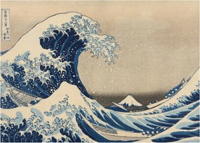 Sklenený obraz - Katsushika Hokusai, Under the Wave off Kanagawa, reprodukcia (70x50 cm)