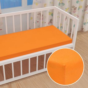 Detské jersey napínacie prestieradlo do postieľky JR-006 Oranžové 60 x 120 x 10 cm - do postieľky
