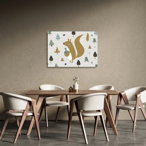 Sklenený obraz - Veverička s orieškom (70x50 cm)