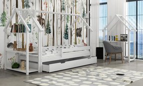 Detská domčeková posteľ z masívu borovice LUCKY HOUSE - 200x90 cm - biela
