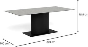 Jedálenský stôl Marbella 200 cm sivý mramor/čierny