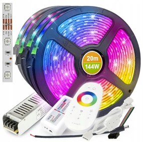 BERGE LED pásik RGB 20m + diaľkové ovládanie + napájací zdroj