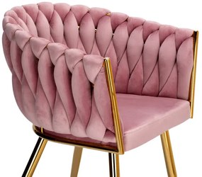 Jedálenská stolička COFTON zamatová, zlatá / ružová