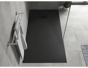 Mexen Hugo, obdĺžniková sprchová vanička SMC 180 x 80 cm, čierna, čierna krytka, 42708018-B