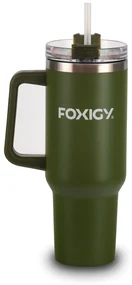Foxigy Termohrnček do auta so slamkou 1200 ml Army green
