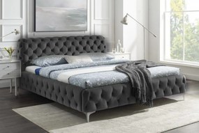 Dizajnová posteľ Rococo 180 x 200 cm sivý zamat - Skladom na SK