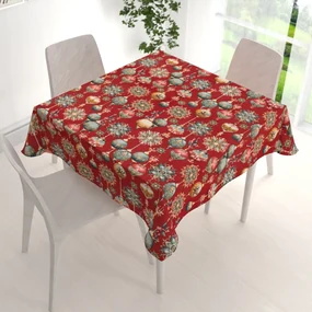 Biante Bavlnený štvorcový obrus Sandra SA-528 Vianočné banky na červenom 80x80 cm