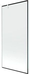 Mexen Next, vaňová zástena 1-krídlová 90 x 150 cm, fixné krídlo, 6 mm číre sklo s čiernym vzorom, biely profil, 895-090-000-00-70-20