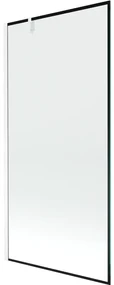 Mexen Next, vaňová zástena 1-krídlová 90 x 150 cm, fixné krídlo, 6 mm číre sklo s čiernym vzorom, biely profil, 895-090-000-00-70-20