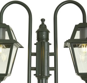 Klasická vonkajšia lampa tmavozelená 235 cm 2-svetlá IP44 - Berta