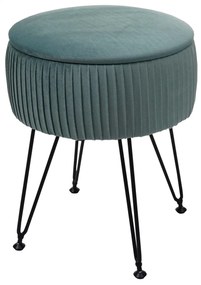 Taburetka s úložným priestorom K47- zamat, v45 x Ø35 cm - Zelená / čierna
