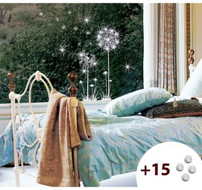 Set samolepky a 15 Swarovski krištáľov Ambiance Dandelion Flowers