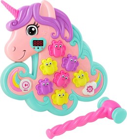 LEAN Toys Arkádová hra Whac A Mole Unicorn Farebné svetlá Zvuky