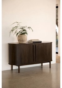 Hnedá komoda v dekore duba s posuvnými dverami 140x76x45 cm Meta – Unique Furniture