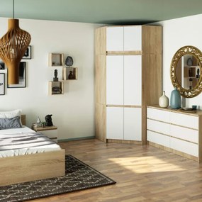 Rohová skriňa s nadstavcom S100 dub sonoma / biela