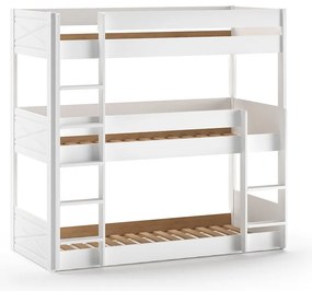 Biela poschodová detská posteľ z borovicového dreva 90x200 cm Scott – Vipack