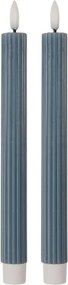 Set 2ks modrá úzka sviečka s vrúbkovaním Led Candle - Ø 2*25 cm / 2*AAA